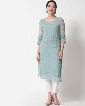 embroidered straight kurta