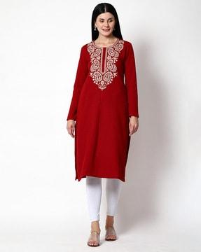 embroidered straight kurta