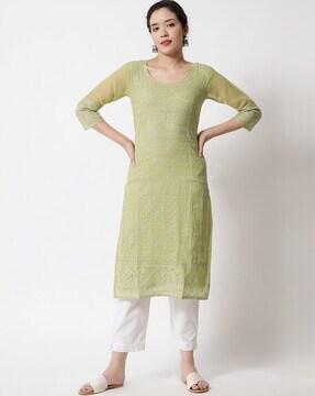 embroidered straight kurta