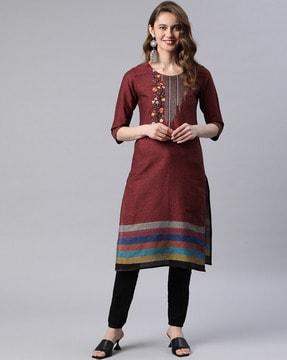 embroidered straight kurta