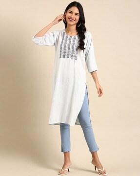 embroidered straight kurta