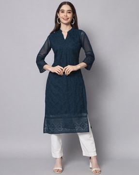 embroidered straight kurta