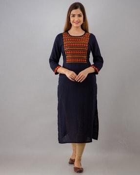 embroidered straight kurta