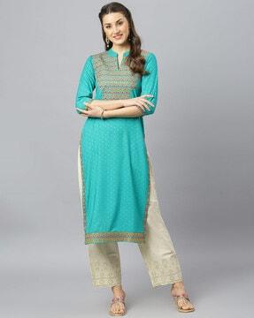 embroidered straight kurta