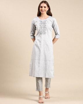 embroidered straight kurta