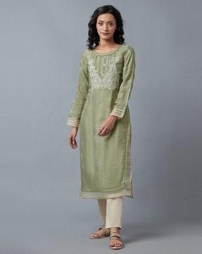 embroidered straight kurta