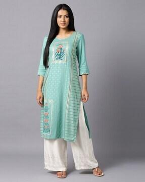 embroidered straight kurta