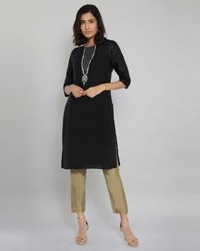 embroidered straight kurta