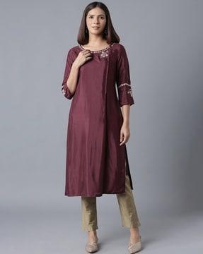 embroidered straight kurta