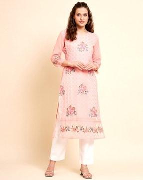 embroidered straight kurta