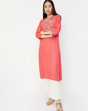 embroidered straight kurta