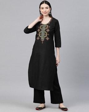 embroidered straight kurta