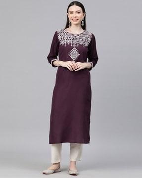 embroidered straight kurta