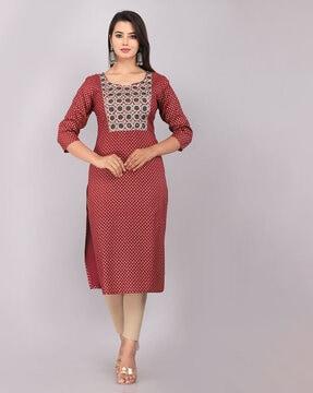 embroidered straight kurta