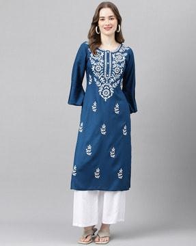 embroidered straight kurta