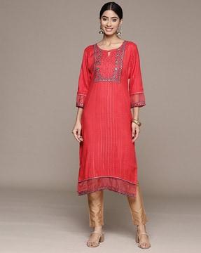 embroidered straight kurta