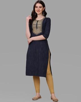 embroidered straight kurta