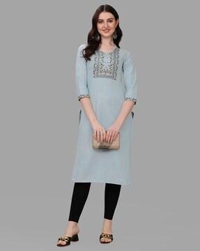 embroidered straight kurta