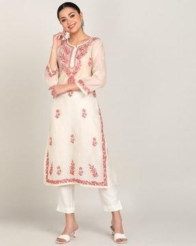 embroidered straight kurta