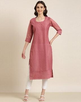 embroidered straight kurta