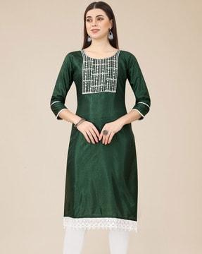 embroidered straight kurta