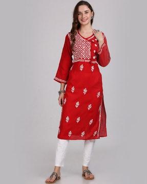 embroidered straight kurta