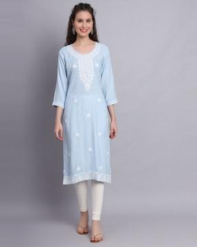 embroidered straight kurta