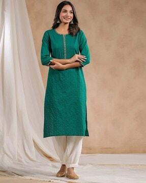 embroidered straight kurta