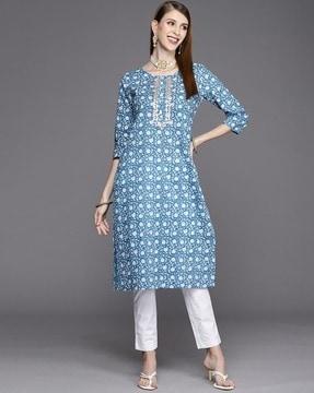 embroidered straight kurta