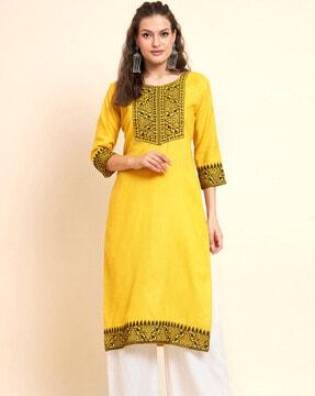 embroidered straight kurta