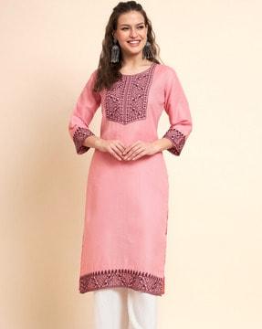 embroidered straight kurta