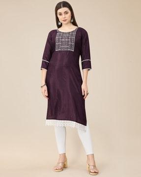 embroidered straight kurta