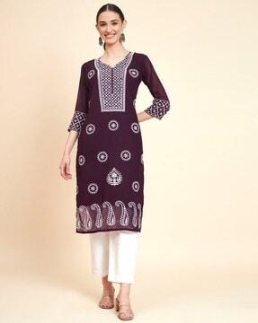 embroidered straight kurta