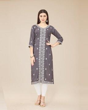 embroidered straight kurta