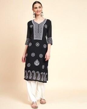 embroidered straight kurta