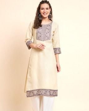 embroidered straight kurta