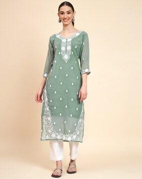 embroidered straight kurta