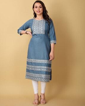 embroidered straight kurta