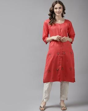 embroidered straight kurta