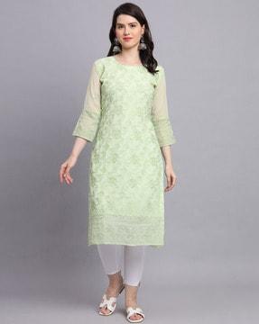 embroidered straight kurta