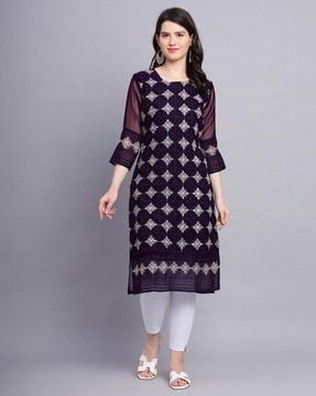 embroidered straight kurta