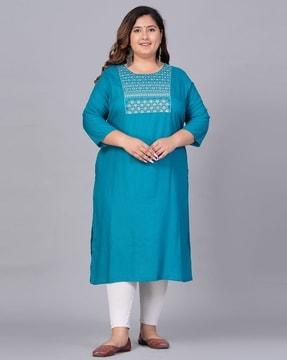 embroidered straight kurta