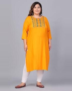 embroidered straight kurta