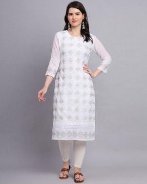 embroidered straight kurta