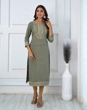 embroidered straight kurta