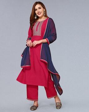 embroidered straight kurta