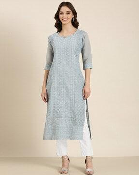 embroidered straight kurta