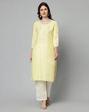 embroidered straight kurta