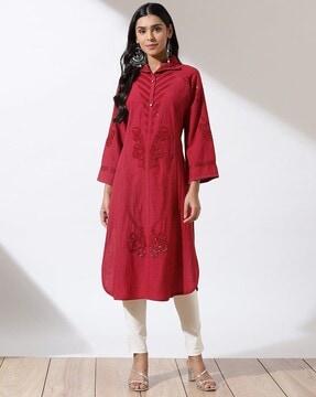 embroidered straight kurta