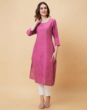 embroidered straight kurta